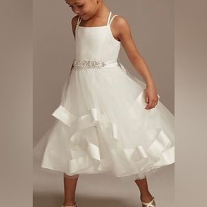 Davids bridal flower girl dress size 14 Style WG1413 Soft White